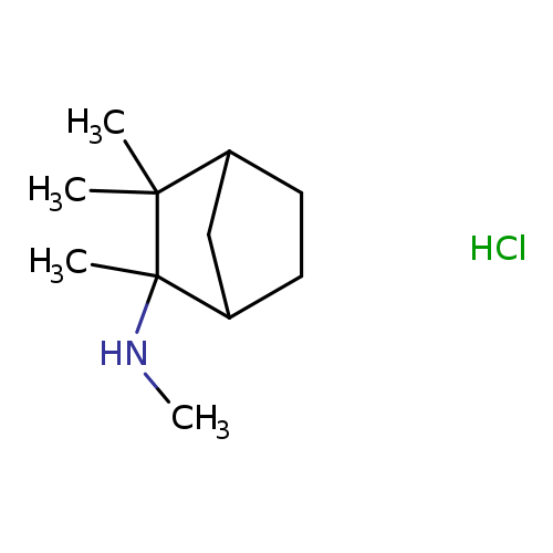 CNC1(C)C2CCC(C1(C)C)C2.Cl