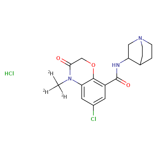 Clc1cc2c(c(c1)C(=O)NC1CN3CCC1CC3)OCC(=O)N2C([2H])([2H])[2H].Cl