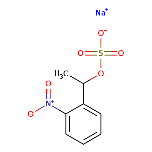 CC(c1ccccc1[N+](=O)[O-])OS(=O)(=O)[O-].[Na+]