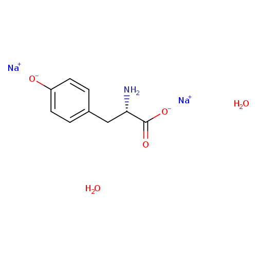 [O-]C(=O)[C@H](Cc1ccc(cc1)[O-])N.O.O.[Na+].[Na+]