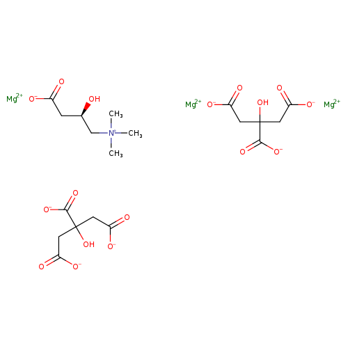 [O-]C(=O)CC(C(=O)[O-])(CC(=O)[O-])O.[O-]C(=O)CC(C(=O)[O-])(CC(=O)[O-])O.[O-]C(=O)C[C@H](C[N+](C)(C)C)O.[Mg+2].[Mg+2].[Mg+2]
