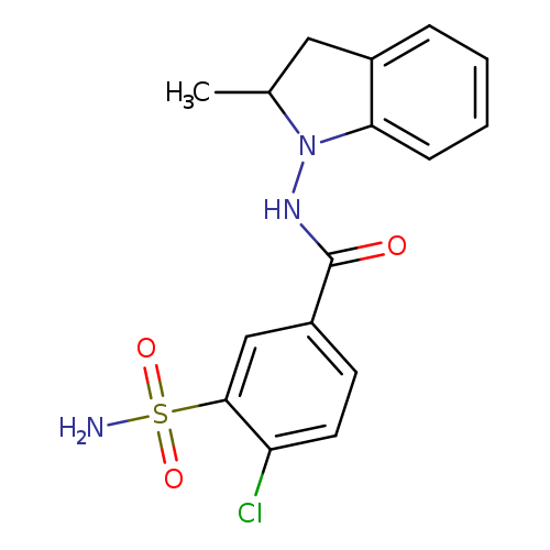 CC1Cc2c(N1NC(=O)c1ccc(c(c1)S(=O)(=O)N)Cl)cccc2