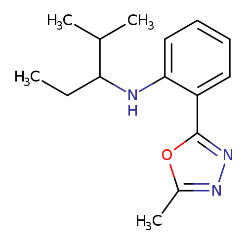 CCC(C(C)C)Nc1ccccc1c1nnc(o1)C