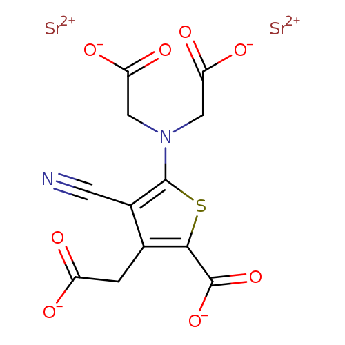 N#Cc1c(sc(c1CC(=O)[O-])C(=O)[O-])N(CC(=O)[O-])CC(=O)[O-].[Sr+2].[Sr+2]