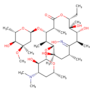 O/N=C/1[C@H](C)C[C@@](C)(O)[C@H](O[C@@H]2O[C@H](C)C[C@@H]([C@H]2O)N(C)C)[C@@H](C)[C@H](O[C@H]2C[C@@](C)(OC)[C@H]([C@@H](O2)C)O)[C@H](C(=O)O[C@@H]([C@@]([C@@H]([C@H]1C)O)(C)O)CC)C