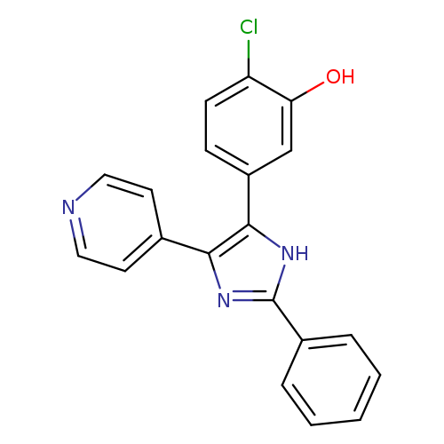 Oc1cc(ccc1Cl)c1[nH]c(nc1c1ccncc1)c1ccccc1