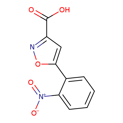 [O-][N+](=O)c1ccccc1c1onc(c1)C(=O)O