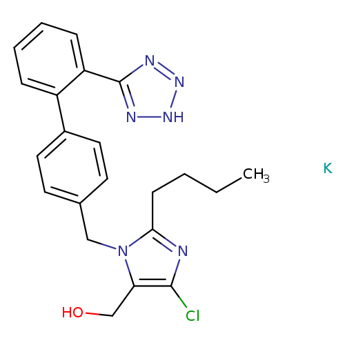 CCCCc1nc(c(n1Cc1ccc(cc1)c1ccccc1c1n[nH]nn1)CO)Cl.[K]