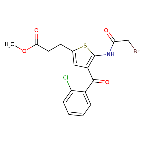 BrCC(=O)Nc1sc(cc1C(=O)c1ccccc1Cl)CCC(=O)OC