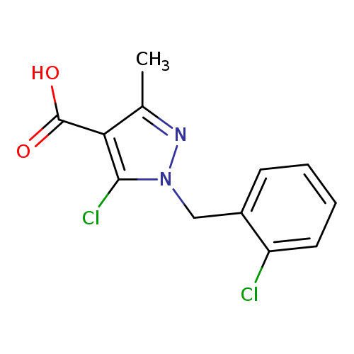 Clc1ccccc1Cn1nc(c(c1Cl)C(=O)O)C