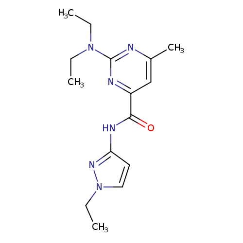 CCn1ccc(n1)NC(=O)c1cc(C)nc(n1)N(CC)CC