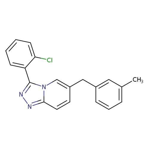 Cc1cccc(c1)Cc1ccc2n(c1)c(nn2)c1ccccc1Cl
