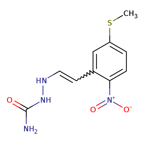 [O-][N+](=O)c1ccc(cc1C=CNNC(=O)N)SC