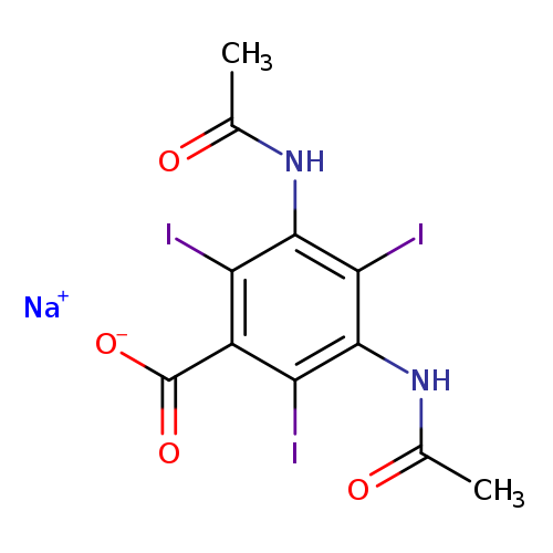 CC(=O)Nc1c(I)c(NC(=O)C)c(c(c1I)C(=O)[O-])I.[Na+]