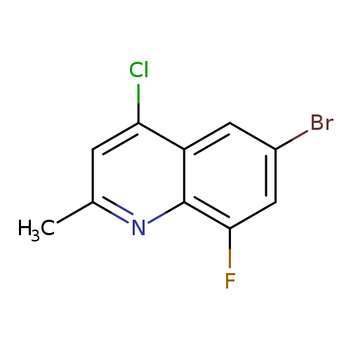 Brc1cc(F)c2c(c1)c(Cl)cc(n2)C