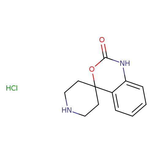 O=C1Nc2ccccc2C2(O1)CCNCC2.Cl