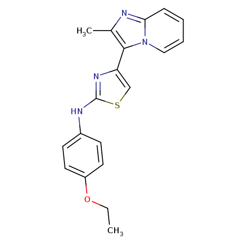 CCOc1ccc(cc1)Nc1scc(n1)c1c(C)nc2n1cccc2