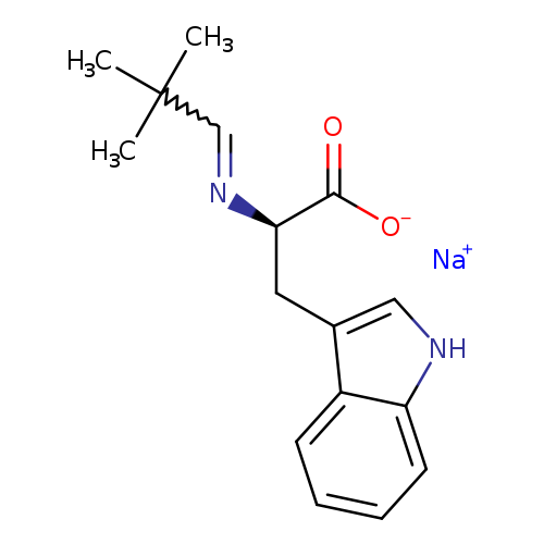 [O-]C(=O)[C@@H](Cc1c[nH]c2c1cccc2)N=CC(C)(C)C.[Na+]