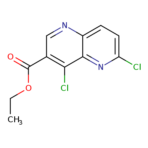 CCOC(=O)c1cnc2c(c1Cl)nc(cc2)Cl