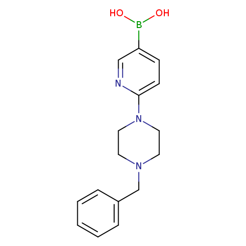 OB(c1ccc(nc1)N1CCN(CC1)Cc1ccccc1)O