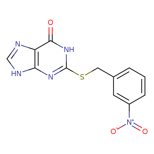 [O-][N+](=O)c1cccc(c1)CSc1[nH]c(=O)c2c(n1)[nH]cn2