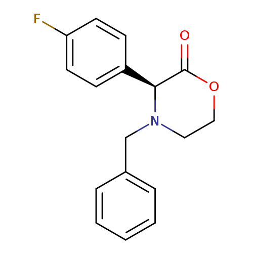 O=C1OCCN([C@H]1c1ccc(cc1)F)Cc1ccccc1