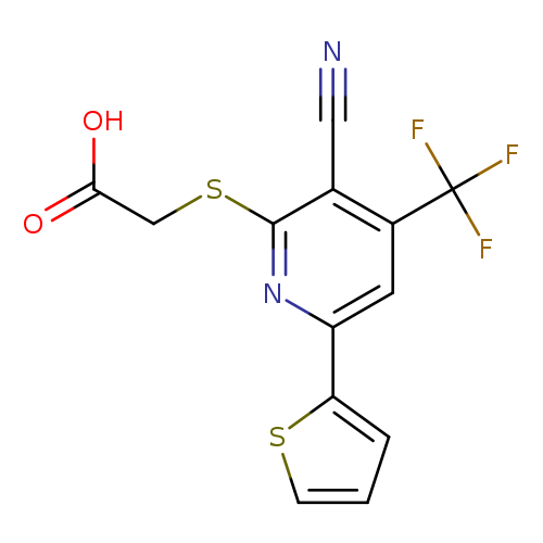 N#Cc1c(SCC(=O)O)nc(cc1C(F)(F)F)c1cccs1