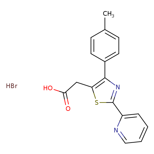 OC(=O)Cc1sc(nc1c1ccc(cc1)C)c1ccccn1.Br