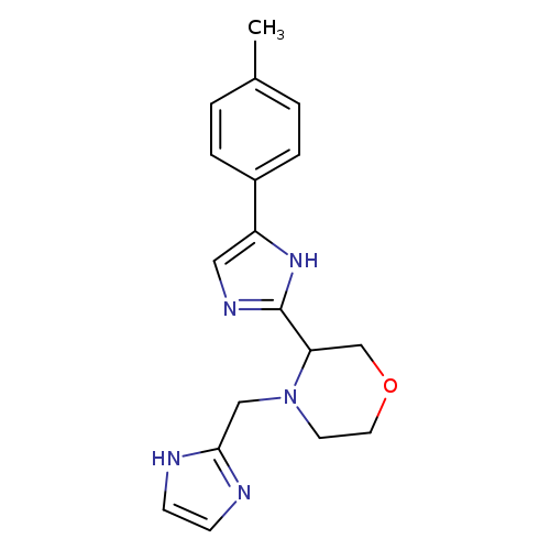 Cc1ccc(cc1)c1cnc([nH]1)C1COCCN1Cc1ncc[nH]1