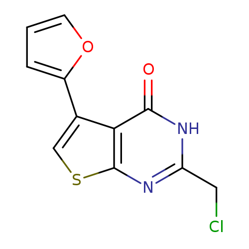 ClCc1nc2scc(c2c(=O)[nH]1)c1ccco1