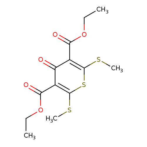 CCOC(=O)c1c(SC)sc(c(c1=O)C(=O)OCC)SC