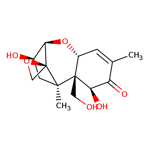 OC[C@@]12[C@@H](C=C(C(=O)[C@H]1O)C)O[C@H]1[C@]3([C@]2(C)C[C@H]1O)CO3