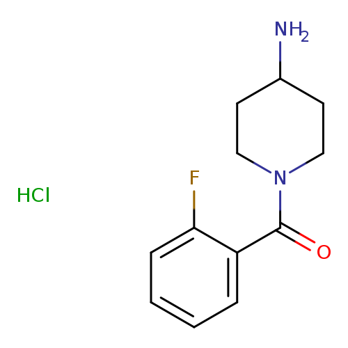 NC1CCN(CC1)C(=O)c1ccccc1F.Cl