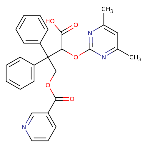 Cc1nc(nc(c1)C)OC(C(c1ccccc1)(c1ccccc1)COC(=O)c1cccnc1)C(=O)O