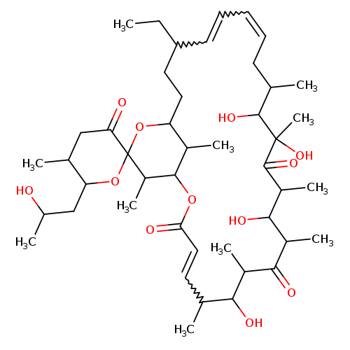 CCC1C=CC=CCC(C)C(O)C(C)(O)C(=O)C(C)C(O)C(C)C(=O)C(C(C(C=CC(=O)OC2C(C(CC1)OC1(OC(CC(O)C)C(CC1=O)C)C2C)C)C)O)C