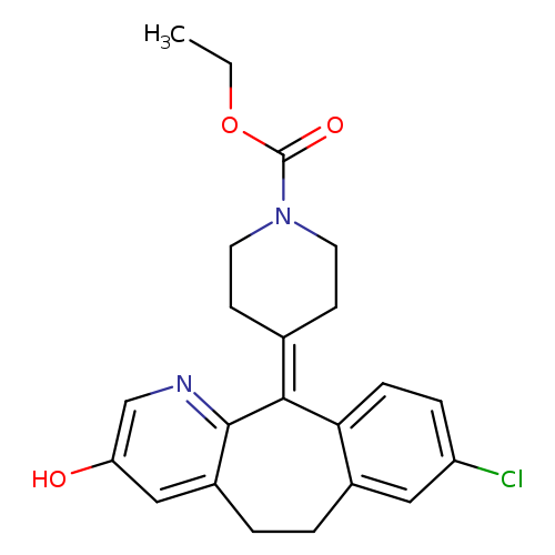 CCOC(=O)N1CCC(=C2c3ccc(cc3CCc3c2ncc(c3)O)Cl)CC1