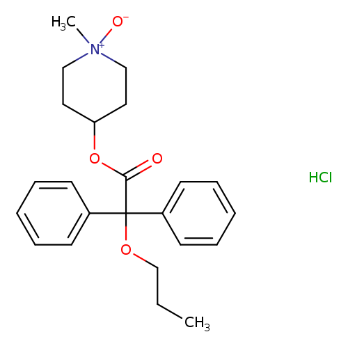 CCCOC(c1ccccc1)(c1ccccc1)C(=O)OC1CCN(=O)(CC1)C.Cl