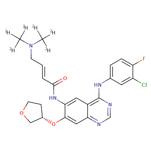 O=C(Nc1cc2c(ncnc2cc1O[C@@H]1COCC1)Nc1ccc(c(c1)Cl)F)/C=C/CN(C([2H])([2H])[2H])C([2H])([2H])[2H]