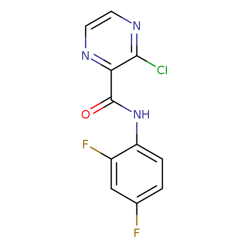 Fc1ccc(c(c1)F)NC(=O)c1nccnc1Cl