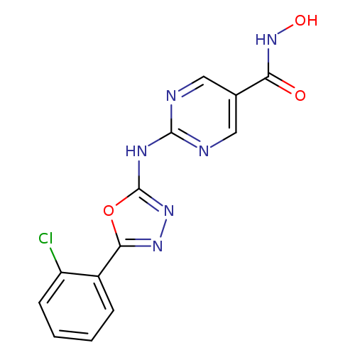 ONC(=O)c1cnc(nc1)Nc1nnc(o1)c1ccccc1Cl