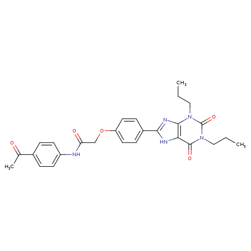 CCCn1c2nc([nH]c2c(=O)n(c1=O)CCC)c1ccc(cc1)OCC(=O)Nc1ccc(cc1)C(=O)C