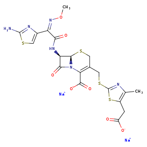 CO/N=C(/c1csc(n1)N)C(=O)N[C@@H]1C(=O)N2[C@@H]1SCC(=C2C(=O)[O-])CSc1nc(c(s1)CC(=O)[O-])C.[Na+].[Na+]