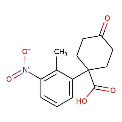 O=C1CCC(CC1)(C(=O)O)c1cccc(c1C)[N+](=O)[O-]