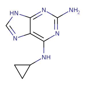 Nc1nc(NC2CC2)c2c(n1)[nH]cn2
