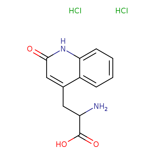 OC(=O)C(Cc1cc(=O)[nH]c2c1cccc2)N.Cl.Cl