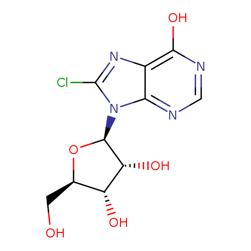 OC[C@H]1O[C@H]([C@@H]([C@@H]1O)O)n1c(Cl)nc2c1ncnc2O