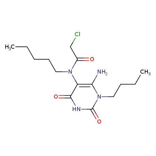 CCCCCN(c1c(=O)[nH]c(=O)n(c1N)CCCC)C(=O)CCl