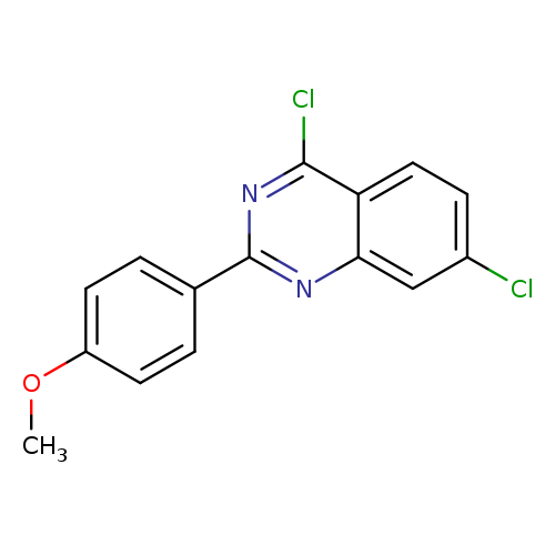 COc1ccc(cc1)c1nc(Cl)c2c(n1)cc(cc2)Cl