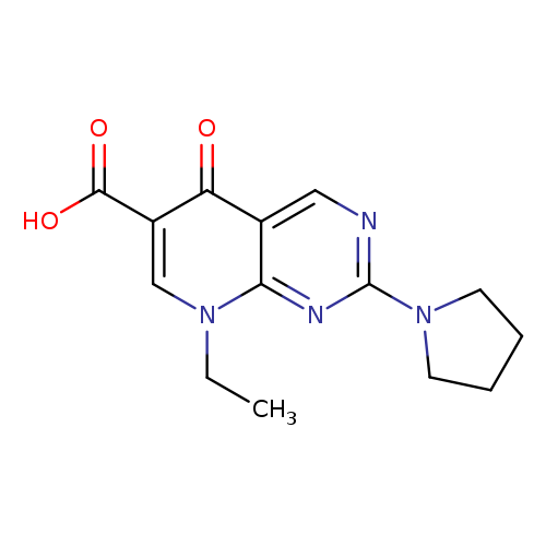 CCn1cc(C(=O)O)c(=O)c2c1nc(nc2)N1CCCC1