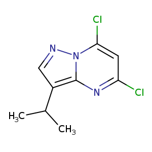 Clc1cc(Cl)n2c(n1)c(cn2)C(C)C